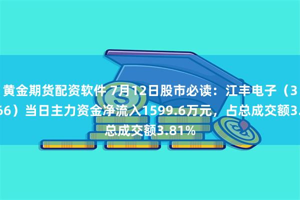 黄金期货配资软件 7月12日股市必读：江丰电子（300666）当日主力资金净流入1599.6万元，占总成交额3.81%