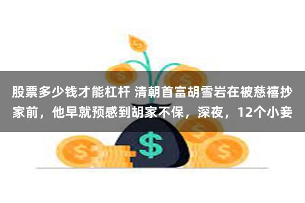 股票多少钱才能杠杆 清朝首富胡雪岩在被慈禧抄家前，他早就预感到胡家不保，深夜，12个小妾
