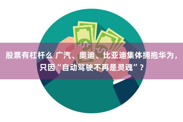 股票有杠杆么 广汽、奥迪、比亚迪集体拥抱华为，只因“自动驾驶不再是灵魂”？