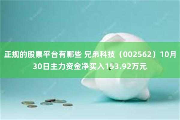 正规的股票平台有哪些 兄弟科技（002562）10月30日主力资金净买入153.92万元