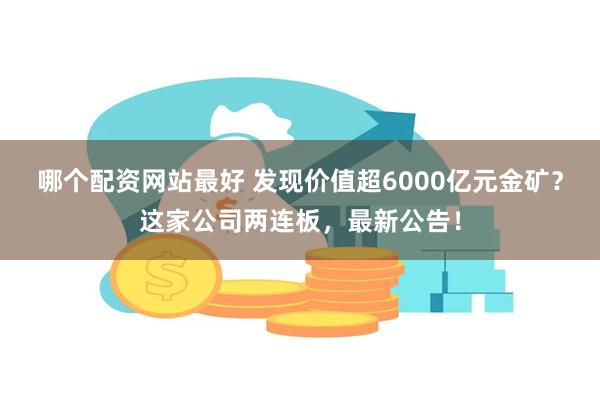 哪个配资网站最好 发现价值超6000亿元金矿？这家公司两连板，最新公告！
