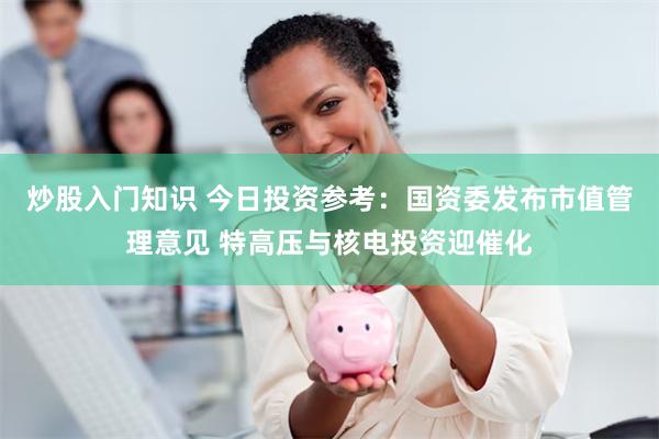 炒股入门知识 今日投资参考：国资委发布市值管理意见 特高压与核电投资迎催化